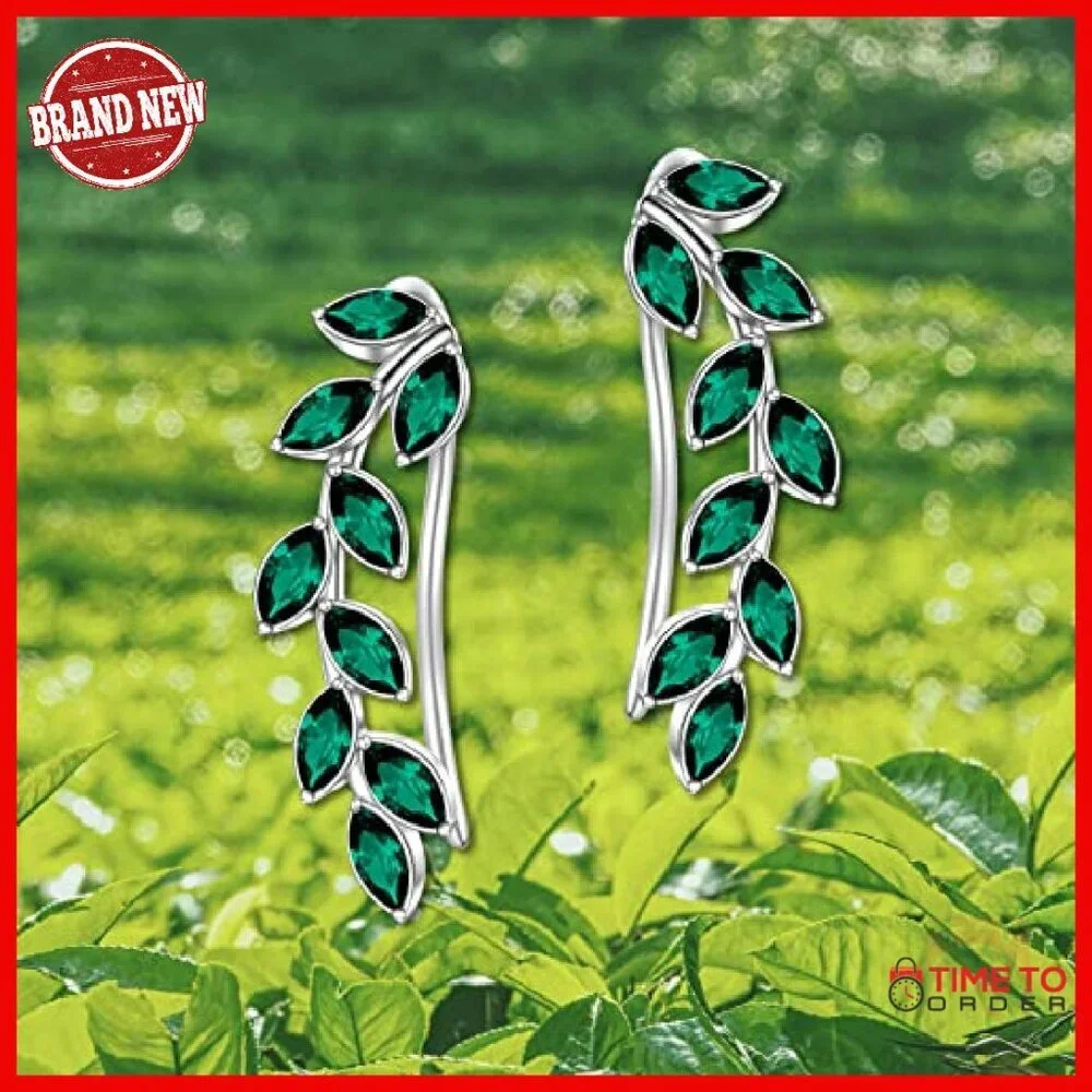 Sterling Silver Ear Climbers with Austrian Crystals, Hypoallergenic